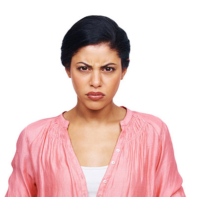 Scowling